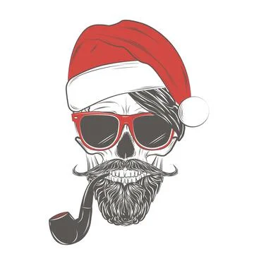Santa Hipster skull Stock Illustration