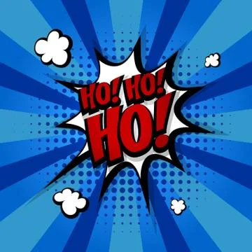 Santa hohoho Speech comic text halftone blue Stock Illustration