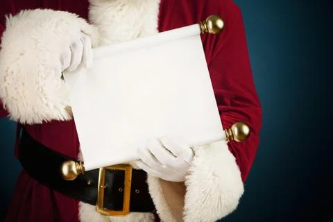 Santa: holding a blank scroll list Stock Photos