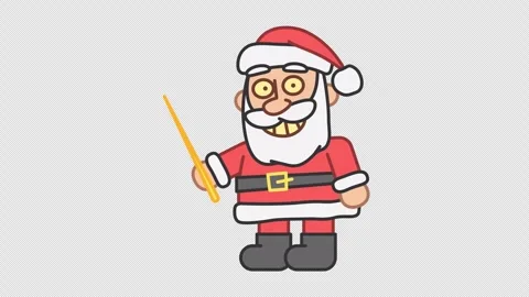 Santa holds pointer and smiles. Alpha channel Video stock 289573679