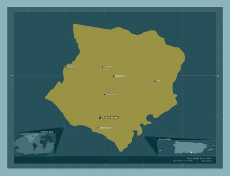 Santa Isabel, Puerto Rico. Solid. Labelled points of cities Illustration