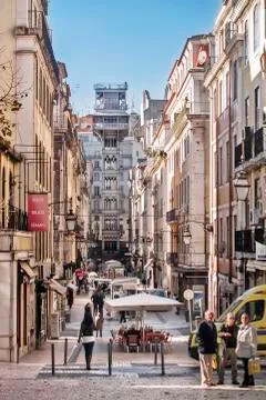 Santa justa elevator in lisbon Stock Photos
