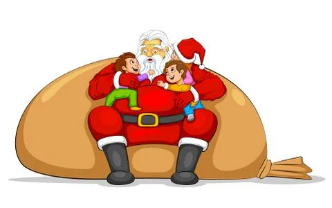 Santa with Kids Stock Illustration