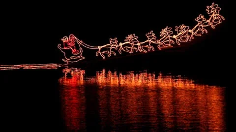 Santa by the lake Stock Footage 8954671