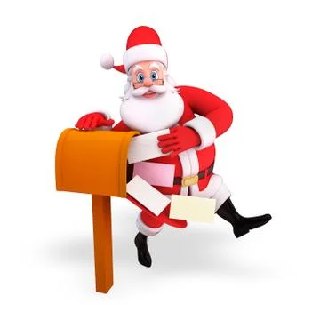 Santa with letter box Stock Illustration