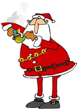 Santa lighting a marijuana pipe Illustrazione stock