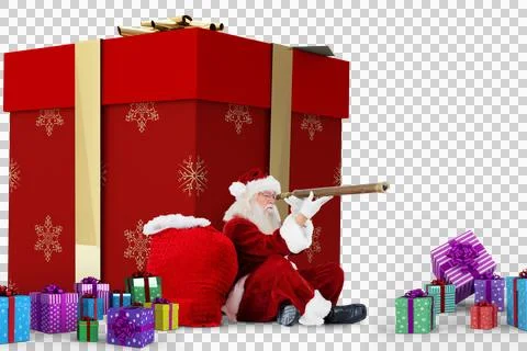 Santa looking through a telescope Stock Illustration