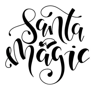 Santa Magic black text isolated on white background. Stock Illustration