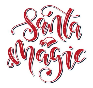Santa Magic - red lettering, vector stock illustration. Stock Illustration