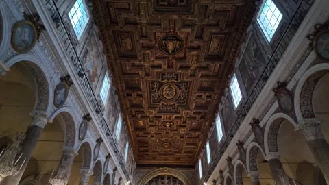 Santa Maria Aracoeli Coffered Ceiling Stock Footage 324791176