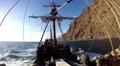 Santa Maria de Colombo classic sailing at cliffs HD Footage