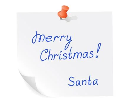 Santa message on piece of paper Stock Illustration