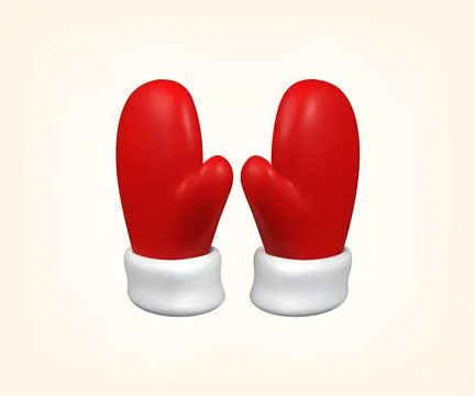 Santa Mitten isolated vector 3d illustration. Stock Illustration