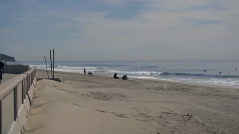 Santa Monica beach ,springtime Stock Footage 234036659