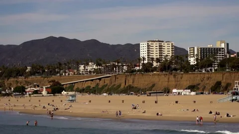 Santa Monica beach ,springtime Stock Footage 234067346