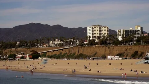 Santa Monica beach ,springtime Stock Footage 234067453