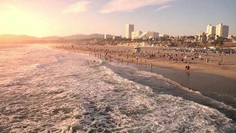Santa monica beach at sunset Video stock 73234239