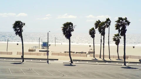 Santa Monica Empty Beach Stock Footage 127608799
