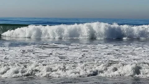 Santa Monica Large Waves Breaking Slow Motion Stock Footage 228890513