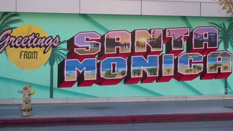 Santa Monica Painted SIgn - Timelapse Stock Footage