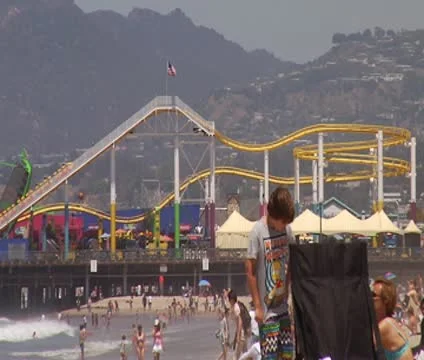 Santa Monica Pier Coaster Stock Footage 10585027