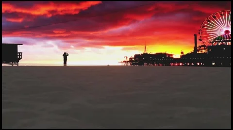 Santa Monica Pier Stock Footage 48388437