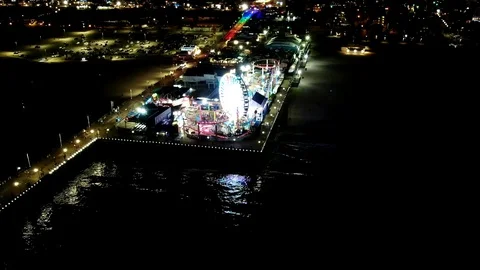 Santa Monica Pier hyperlapse Drone Stock Footage 111439357