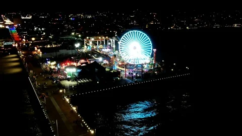 Santa Monica Pier hyperlapse Drone Stock Footage 111440189