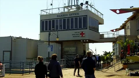 Santa Monica Pier Lifeguard Station & Harbor Office Stock Footage