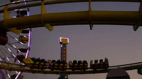 Santa Monica Pier Roller Coaster Video stock 59746445