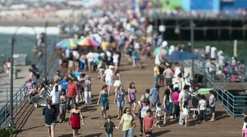 Santa Monica Pier - Tilt Shift / Zoom Stock Footage