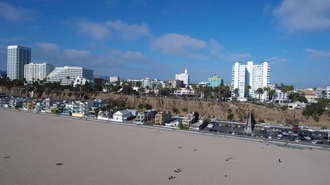 Santa Monica Promenade Aerial Stock Footage