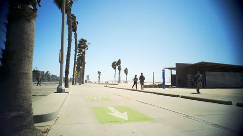 Santa Monica Walking Path Left Stock Footage 127611871