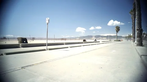 Santa Monica Walking Path Right Stock Footage 127612085
