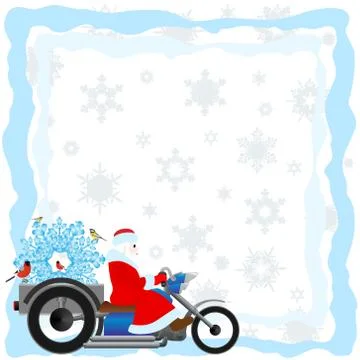 Santa on a motorcycle Stock Illustration