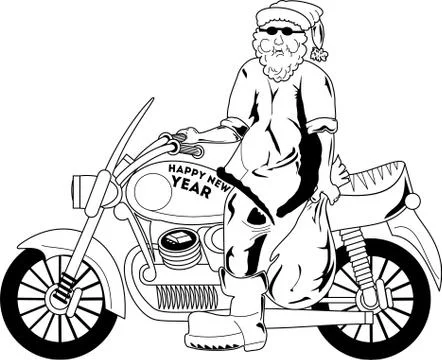 Santa with motorcycle Stock Illustration