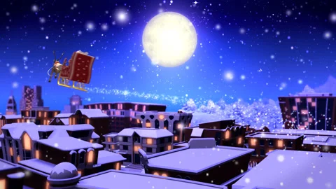 Santa in the Night Sky Stock-Footage 332807563