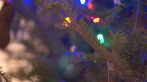 Santa Ornament on Christmas Tree Stock Footage