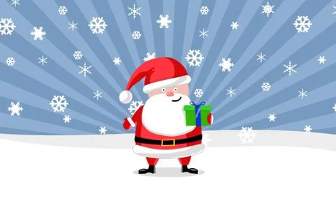 Santa ouside with a present Stock Photos