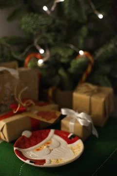 Santa plate Stock Photos