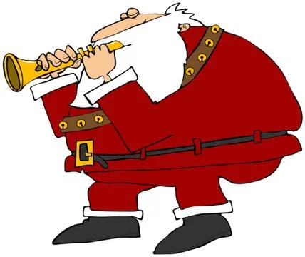Santa playing a flute Stock Illustration