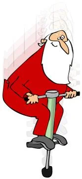 Santa on a pogo stick Stock Illustration