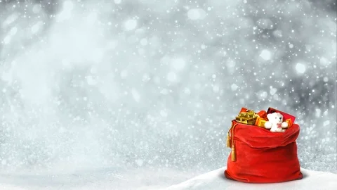 Santa Present Bag Silver Glitter Swirl 4K Loop Stock Footage 96174818