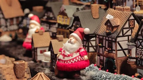 Santa Pull Focus North Pole German Christmas Toy Market Stall Twinkling Lights 動画素材 44515263