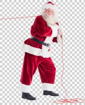 Santa pulls something with a rope Stock Photos