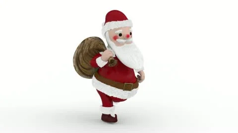 Santa puppet is running away with alpha channel Stock Footage 22006566