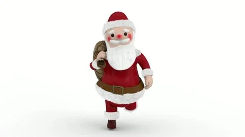 Santa puppet is running to camera with alpha channel 動画素材 22006378