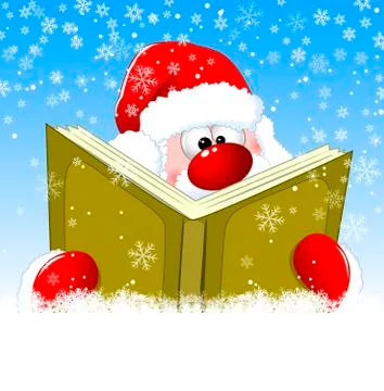 Santa is reading a book Stock Illustration