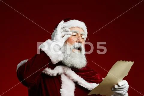 Santa Reading List Stock Photos