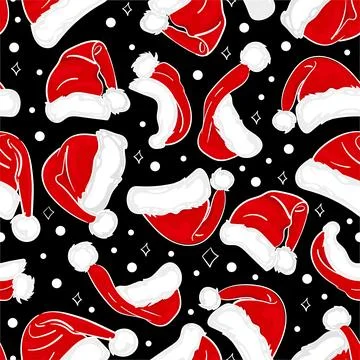 Santa red hat seamless pattern for Christmas or New Year winter holiday greeting Stock Illustration
